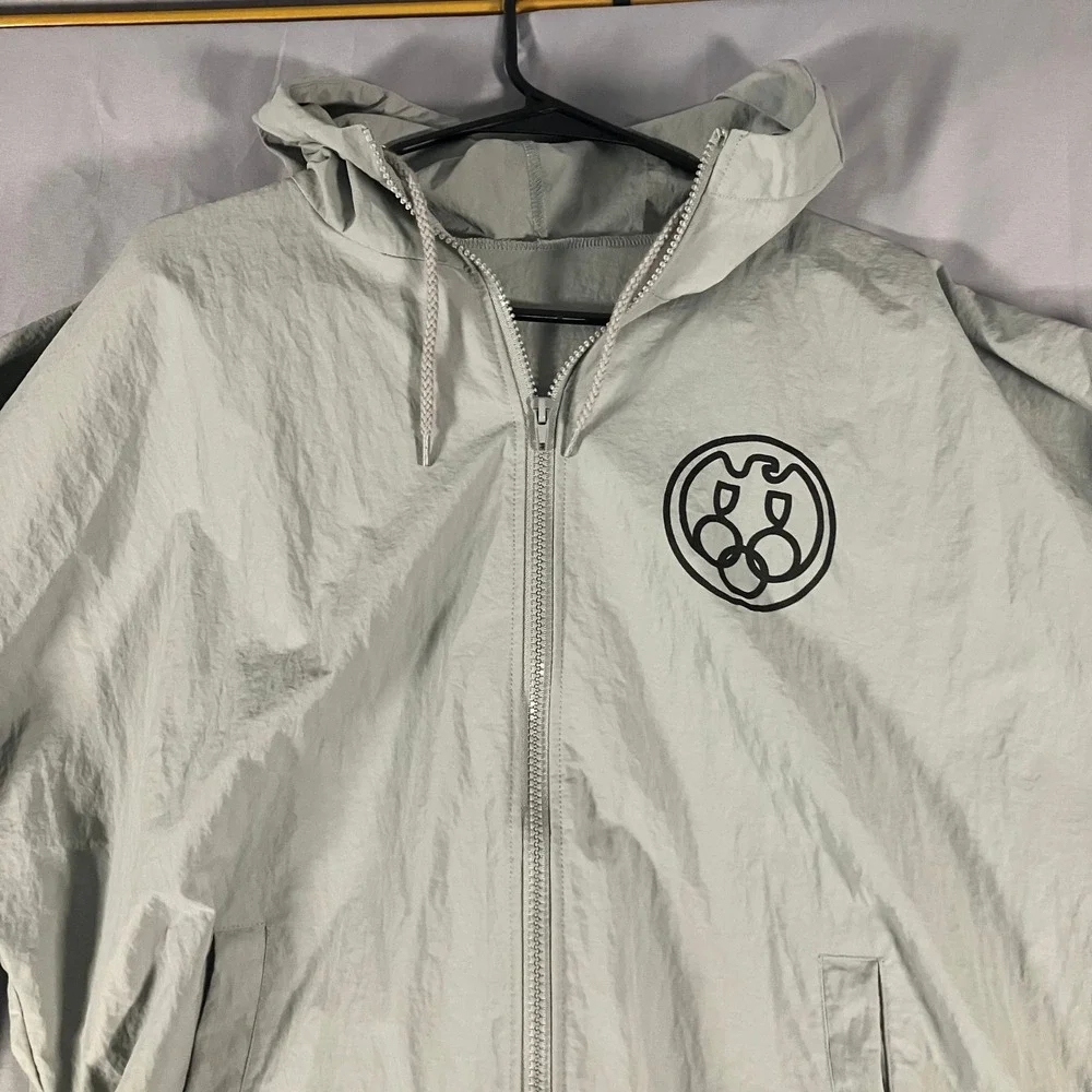 Yeezy Bully Mens‎ Grey Hooded Lightweight Zip Jacket Size 2 Kanye Ye Windbreaker